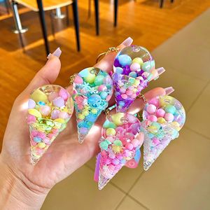 Chaveiro Feminino Criativo de Acrílico com Óleo Flutuante e Glitter, Desenho Animado Fofo de Sorvete, Estilo Kawaii, para Bolsa e Carro - Product Image 4