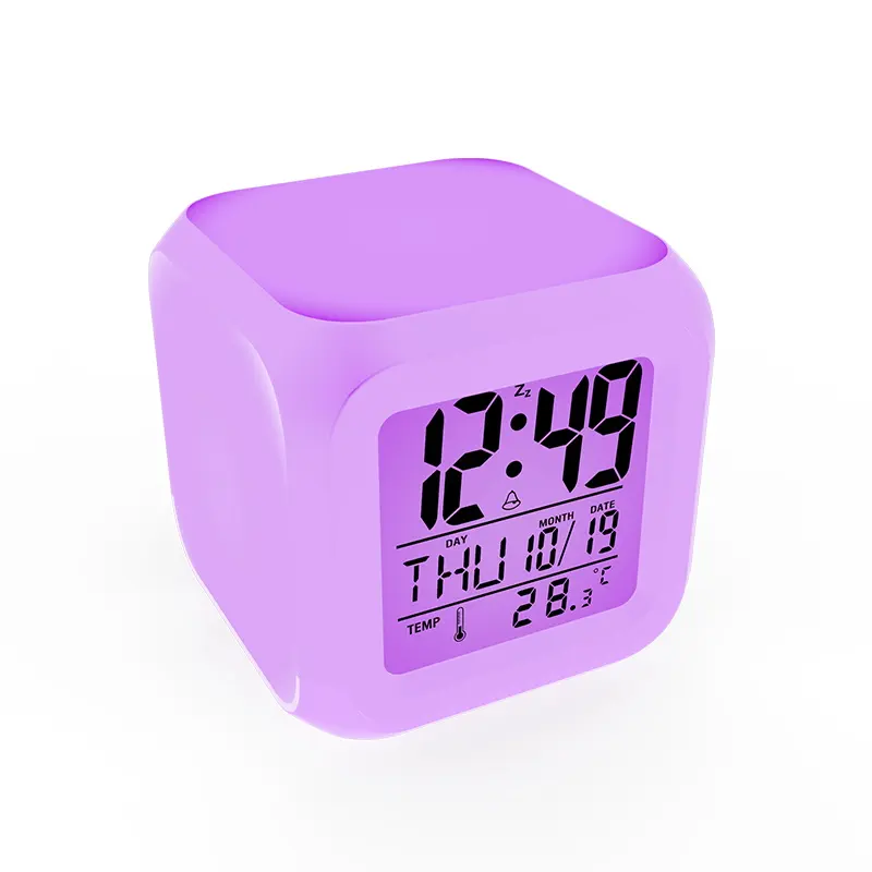 Children Gifts Home Led Alarm Clock 7 Colors Changing Led Electronic Alarm Clock