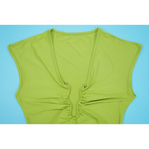 Vestido largo sexy plisado ajustado <span class=keywords><strong>para</strong></span> mujer, <span class=keywords><strong>de</strong></span> color liso, con cuello en V profundo, <span class=keywords><strong>para</strong></span> fiesta <span class=keywords><strong>de</strong></span> noche o club, con abertura frontal - Product Image 3