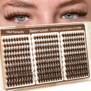 En gros, bouquets de <span class=keywords><strong>cils</strong></span> synthétiques faits main, brun mocha, effilés et vaporeux, pour extension de <span class=keywords><strong>cils</strong></span> DIY, effet mouillé, <span class=keywords><strong>cils</strong></span> style anime - Product Image 1