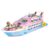 WOMA TOYS Vente au détail Jouet éducatif Modèle de plaisir Construction pour enfants Briques roses Jouet bateau navire