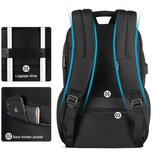 Tigernu T-B3221A antifurto antifurto <span class=keywords><strong>borsa</strong></span> di ricarica Usb borse posteriori <span class=keywords><strong>zaino</strong></span> per Laptop da 15.6 pollici nero per ragazzi uomo poliestere Unisex - Product Image 3