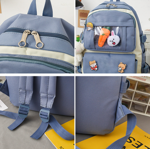 Set di 5 Zaini Scolastici Impermeabili in Tela Stile Coreano di Grande Capacità e alla Moda per Studenti delle Scuole Medie - Product Image 3