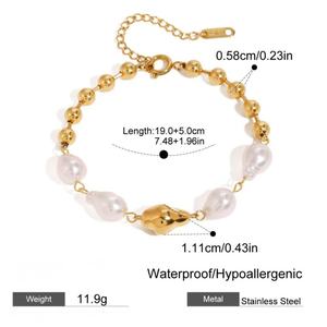 2025 Jewelry Women's Simple Trendy Elegant <b>Pearl</b> Round Chain Wheat OTs Buckle <b>Bracelet</b> Necklace - Product Image 3