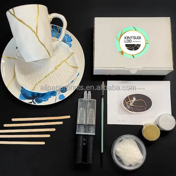 Interieurinrichting Terrazo Starterkit Sleutelgerecht | Jesmonite Coaster Keramische Reparatieset Japanse Kintsugi Kit