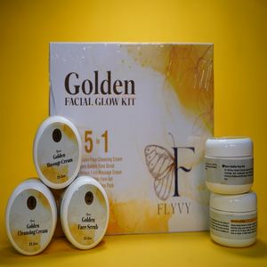 Kit Facial Golden Glow 5 en 1 Antienvejecimiento, Set de Cuidado de la Piel Iluminador, Limpieza Profunda, Exfoliante, Crema de Masaje, Mascarilla Facial - Product Image 4