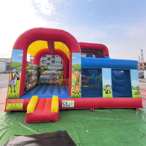 Castillo inflable comercial para niños, reino animal, combo 4 en 1 con tobogán - Product Image 1