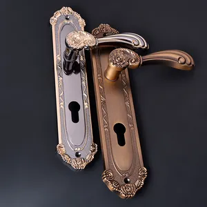 European Style Copper Wooden Door Handle Lock Set Key Lock Mortise Handle Lock