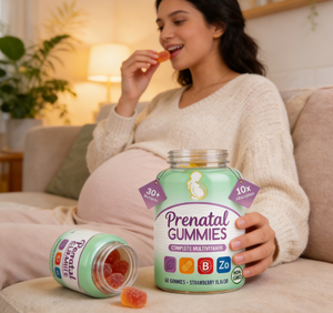 Gommose multivitaminiche prenatali |   Oltre 30 Nutrienti |   Assorbimento 10 volte superiore |   Non-OGM |   Fragola |   60 Pezzi - Product Image 2