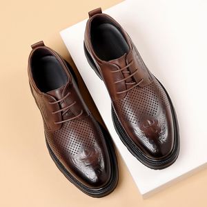 Oxford Vintage Blue and Red Mixed Color Design Waterproof <b>Height</b> <b>Increasing</b> Autumn Men's Business Office <b>Shoes</b> - Product Image 2