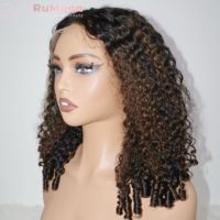 Perruque Lace Front HD Transparente en Cheveux Vierges Vietnamiens Bouclés Super Double Drawn, Densité 200%, avec Baby Hair et Frange, 18 Pouces