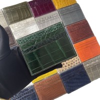 Portefeuille fin pour homme en cuir de crocodile véritable vert foncé, porte-cartes de crédit, portefeuille minimaliste en cuir exotique véritable