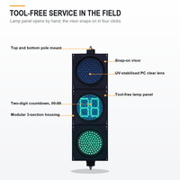 Feu de signalisation LED pour voie cyclable de 200 mm avec minuteur de compte à rebours, 3 aspects (rouge, jaune, vert), étanche IP65