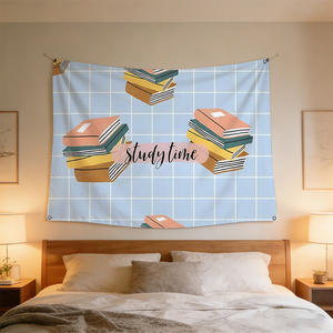 90x150cm <strong>Books</strong> <strong>on</strong> a Blue Plaid <strong>Flag</strong> Warm Every Space - Cafe, Bar, Home and Party Ready - Product Image 4