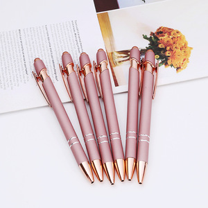 Stylet 2 en 1 en or rose avec écran tactile souple Stylos à bille en métal personnalisés pour les cadeaux - Product Image 4