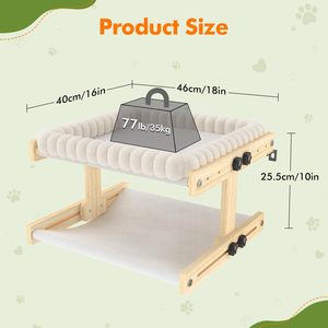 ZMaker Dubbellaagse Kattenvensterbank Eenvoudig te Installeren Hangmat Kattenbed Verstelbare Kattenhangmat met Zacht Warm Pluche Voering Kussen - Product Image 2