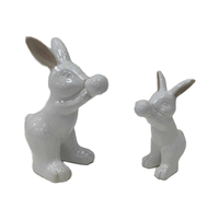 Oeuf de lapin en céramique pour le printemps Pâques Accessoires de table pour enfants Objets décoratifs pour la maison ou le bureau