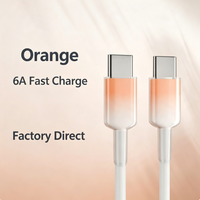 Kabel USB C ke USB C 6A 100W Pengisian Cepat Tipe C ke Tipe C Kabel Data TPE Gradasi 480Mbps untuk Laptop PC 1M 1.5M 2M Pabrik OEM