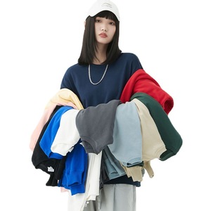 Sudadera de algodón puro de 300g con cuello redondo y estampado en caliente, holgada, sin forro, para hombre y mujer, camiseta publicitaria de primavera, estilo extranjero. - Product Image 5