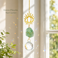 Pierre brute de fluorite verte naturelle, attrape-soleil œil porte-bonheur, ornement suspendu, décoration de fenêtre en cristal, cadeau