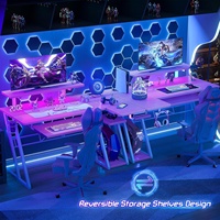 Bureau de jeu personnalisé Mesas De Gamers, poste de travail, table de jeu RVB rose