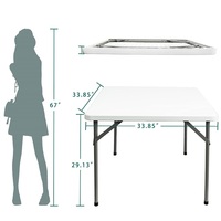 Offre spéciale, table pliante simple d'extérieur en PEHD blanc moulé par soufflage, table portable, table carrée pliante