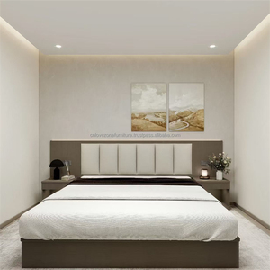 3-Star Hotel Apartment Bedroom Furniture Set Modern Durable Wooden <b>Bed</b> Frame with Bedside Nightstands TV Cabinet Wardrobe - Product Image 6