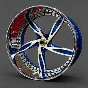 <span class=keywords><strong>ล้อ</strong></span>อัลลอยด์ฟอร์จ 3 ชิ้น ขนาด 18-26 นิ้ว 5x114.3 5x120 แบบกำหนดเอง สีน้ำเงินเงา ขอบเงินขัดเงา ซี่ลวดโครเมียม ขอบลึกเว้า - Product Image 1