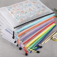 Sac à documents A4 pour école et bureau avec fermeture à glissière en PVC transparent porte-stylo épaissi en plastique