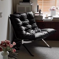 Fauteuil de détente individuel, style Bauhaus minimaliste et luxueux, avec dossier et pieds en métal, pour salon et mobilier de maison