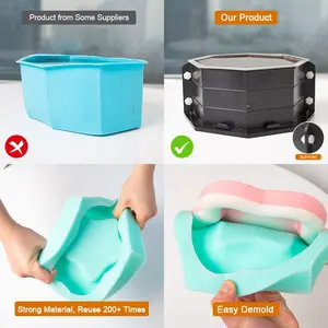 BESGEN Offre Spéciale moules de Pot de fleur en béton en Silicone pour Festival de cœur hexagonal géométrique DIY