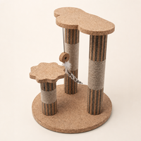 Petit arbre à chat en liège à trois poteaux avec plateforme de saut, poteaux à gratter ondulés pour chats d'intérieur, YAOYUE