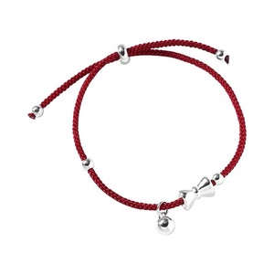 S925 Sterling Silver Red Rope Bow <b>Bracelet</b> For Women <b>Adjustable</b> Everyday Wear Jewelry - Product Image 5
