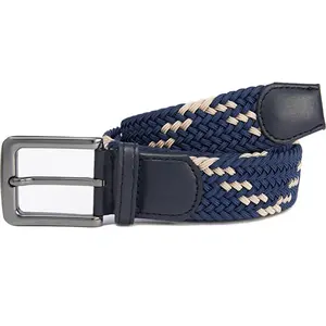 Custom Women Casual Fashion Stretch Fabric Woven Braided Elastic Belt For Men