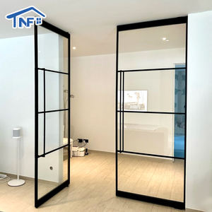 Modern Design Metal French Door Entrance Door Use Tempered <strong>Glass</strong> for Hotel Workshop Casement Door - Product Image 2