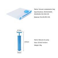 Sacs de rangement sous vide pliables multi-tailles grande capacité pour économiser de l'espace, avec pompe à air, en matériau PA+PE, pour la literie (vente en gros)