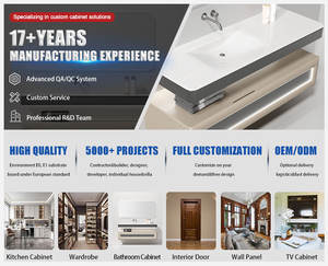 מפעל foshan לשטוף האגן ארון קיר רכוב ארון בגדים mdf דיקט הסגירה רכה אמבטיה יהירות עם כיור יחיד - Product Image 6