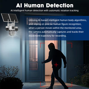 Caméras de surveillance CCTV solaires d'extérieur 30w, distance de détection de 100m, 8mp, double objectif, <span class=keywords><strong>zoom</strong></span> 20x, batterie, étanche, caméra PTZ AOV - Product Image 3