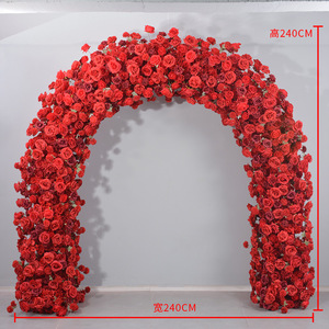 Kırmızı Gül Yapay Çiçek Yuvarlak Kemer Düzenlemesi Çevre Dostu Plastik ve İpek 2.1-2.4 Metre Yüksekliğinde Ev/Parti/Düğün Dekorasyonu Teklifleri için - Product Image 6