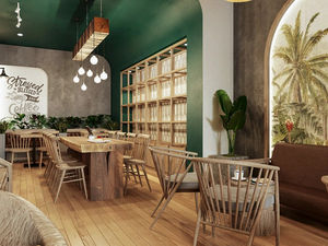 Armoire à café moderne écologique, recyclable et robuste, comptoir de bar à thé à bulles personnalisé avec LED pour cafés-meubles - Product Image 4