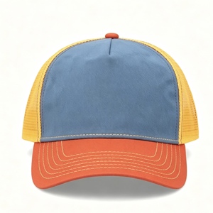 Custom Wholesale Three Color Multi Tone Trucker Cap Blank Custom Embroidery Logo Curved Brim Plastic Snapback Mesh Baseball <b>Hat</b> - Product Image 2
