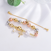 Bracelet DIY Tianmao tendance avec pendentif croix Madonna et papillon, en cuivre plaqué or, style cordon, pierre zircon, cadeau idéal