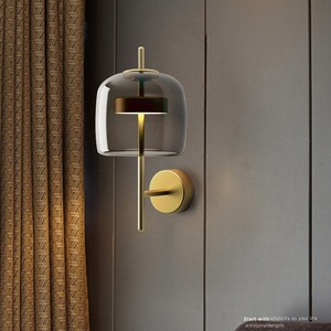 Lámpara de pared de cristal moderna E27 con interruptor LED para dormitorio, pasillo, estudio, diseño nórdico, iluminación decorativa - Product Image 1