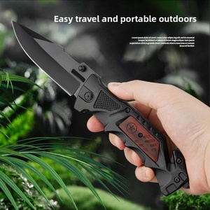 Navaja de Bolsillo BK P, Hoja Plegable de Acero Inoxidable 3CR13 Ultra Afilada, Mango de ABS con Acabado de Madera, 20.5cm, para Camping, Senderismo, Bricolaje, Personalizable - Product Image 5