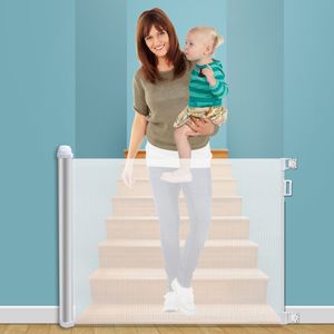 Barrière de sécurité pour chien extra large, rétractable, réglable, durable, facile à assembler, pour escalier, porte, en maille plastique, sûre - Product Image 5