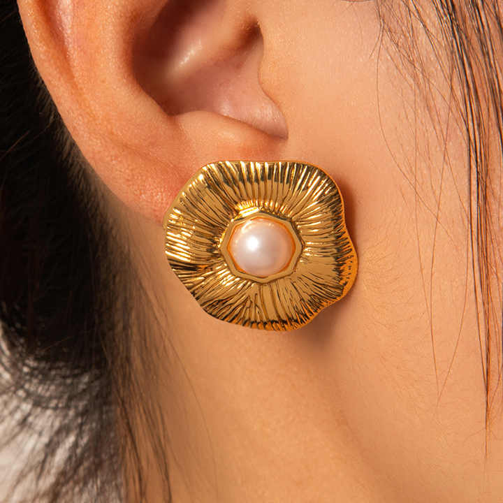 Pink Flower Pearl Earrings – Sakura Leaf & Ginkgo Design – Statement Fairy Earrings For Women & Girls