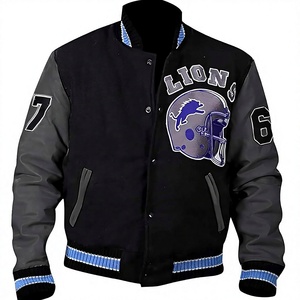 Blouson universitaire personnalisé en toile de haute qualité, coupe-vent, respirant, pour homme, avec broderie et lettres en strass sur le devant, idéal pour l'automne - Product Image 1