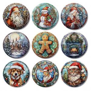 Aimant de réfrigérateur rond en céramique de Noël, impression UV, aimant de réfrigérateur personnalisé, aimant de réfrigérateur vierge en céramique pour sublimation - Product Image 2