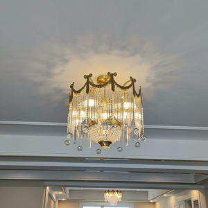 Lustre en cristal tout en cuivre de style rétro français, lumière de salon de luxe américaine, style européen grandiose pour chambre à coucher, salle à manger - Product Image 4