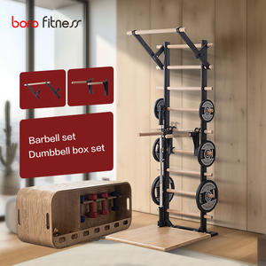 Entrenador de suspensión de escalera sueca sin instalación 9 barras estratégicas Barra de puesto de madera para gimnasio en casa y clínicas escolares - Product Image 3